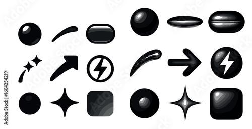 User interface 3d icons set – modern, silhouette, app and web design graphics