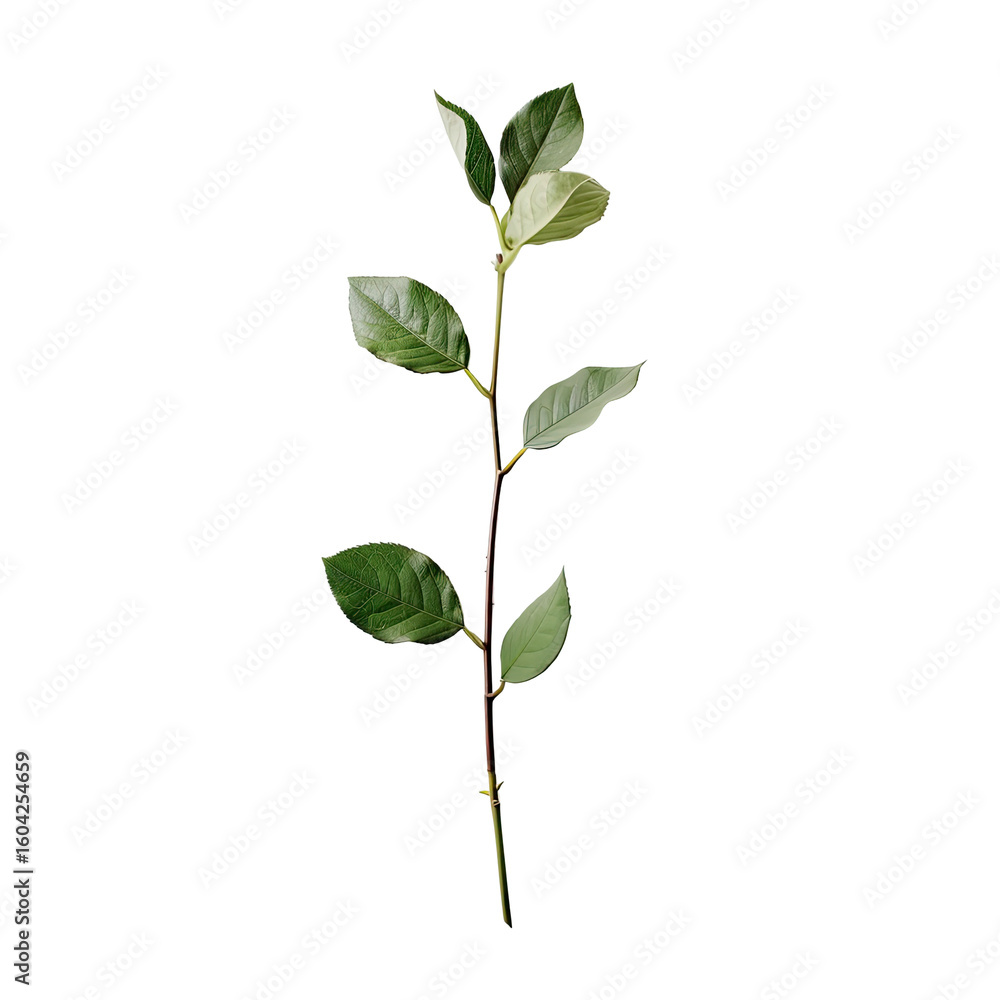 Obraz premium Close-up of a slender plant stem with several leaves