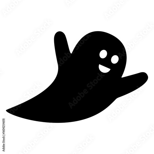 Feliz Halloween. Icono de silueta de fantasma sonriente volador