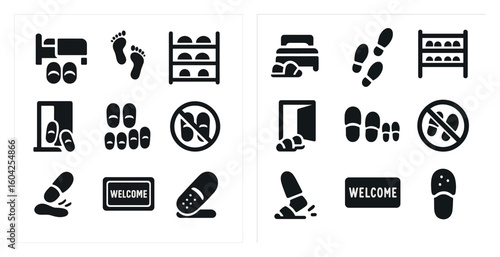 Home and hygiene silhouette icons set – solid, filled, clean and tidy symbols