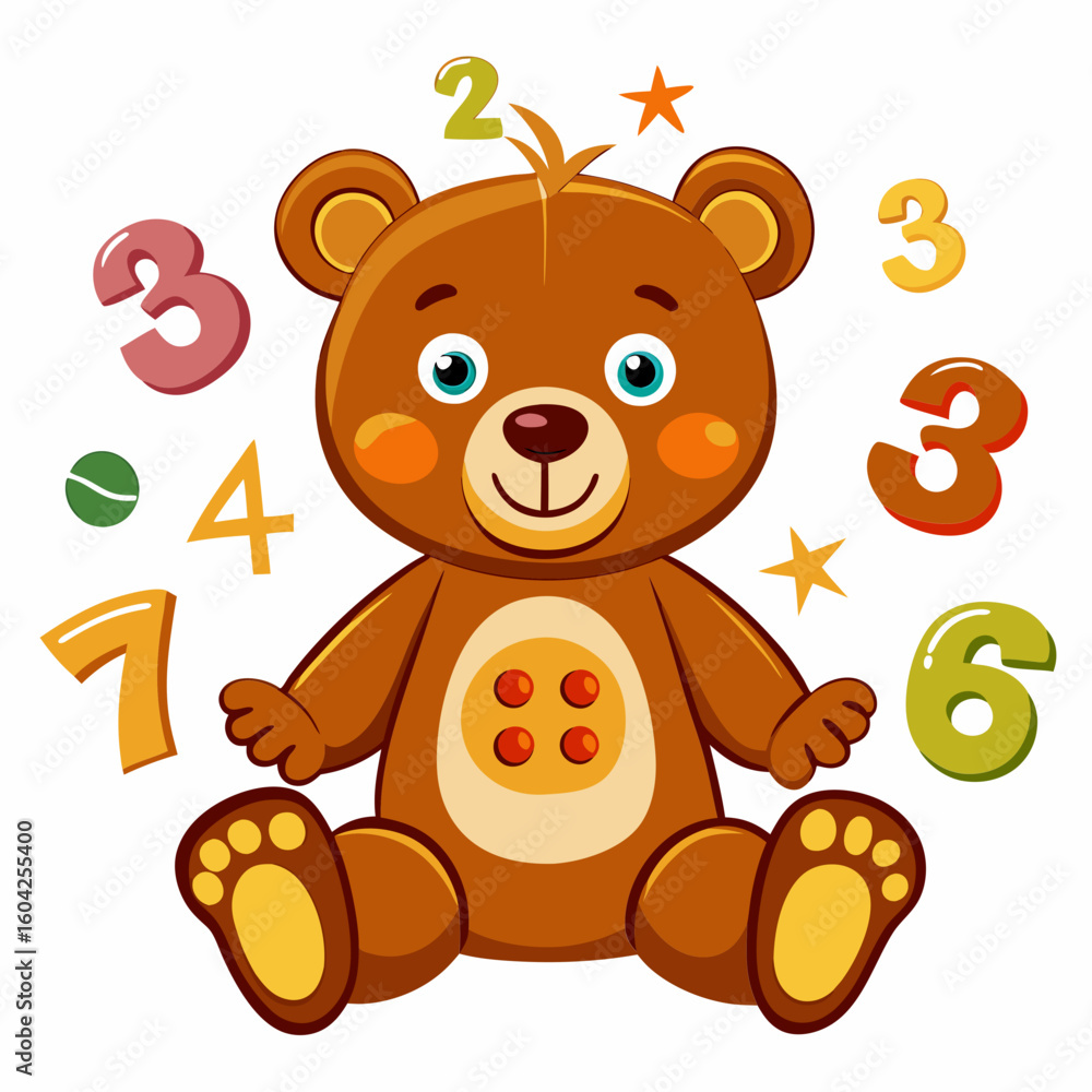 Fototapeta premium A set of vector illustration with a brown teddy 