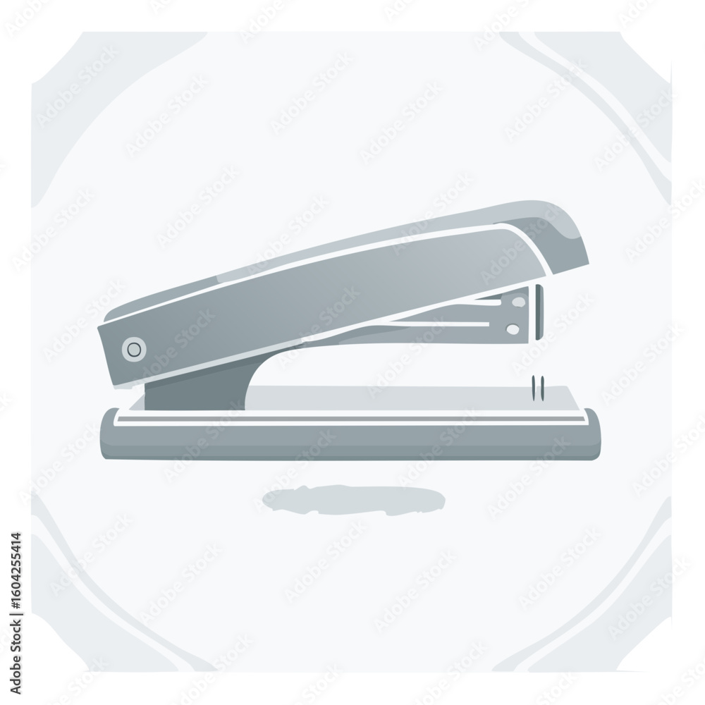 Gray stapler illustration for office supplies business work or study tool. Single staple simple flat vector design. Gray stapler illustration for office supplies business work or study tool. Single staple simple flat vector design.