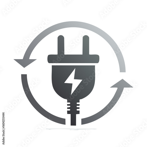 Electrical Plug with Recycle Arrows Symbolizing Renewable Energy and Sustainability