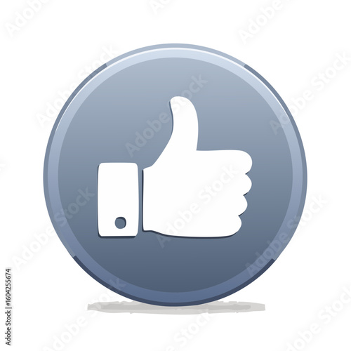 Illustration of a Thumbs Up Icon Symbolizing Approval Acceptance and Positive Feedback on a Gray Button