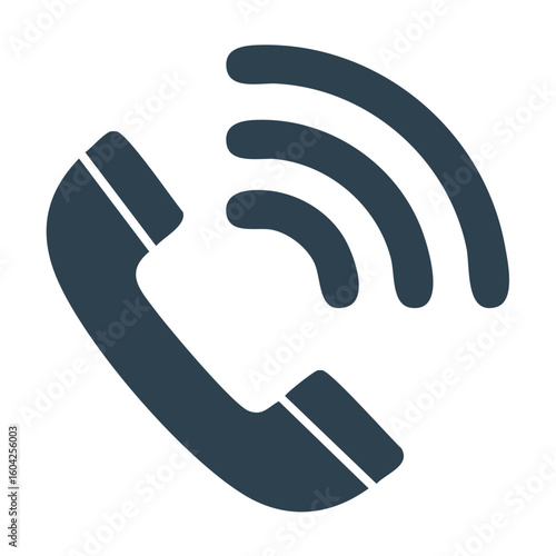 Phone receiver with sound waves Icon for communication connection service Contact support Hotline customer service Minimalist design