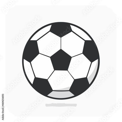 Classic black and white soccer ball illustration with geometric design