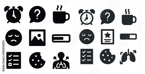 Health and wellness icons set – filled, solid, medical and lifestyle symbols