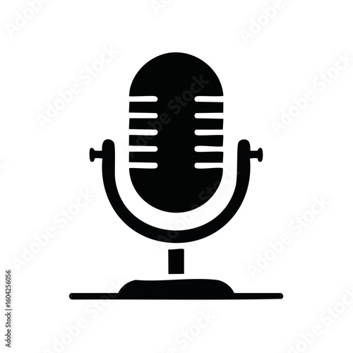 Classic microphone icon illustration for audio podcasting recording studio equipment