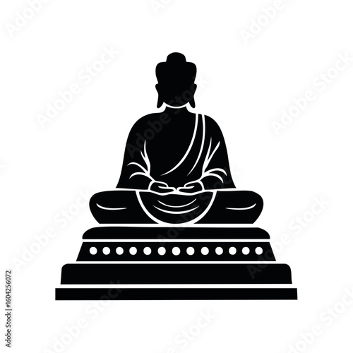 Meditating Buddha Silhouette Spiritual Meditation Symbol Illustration Design