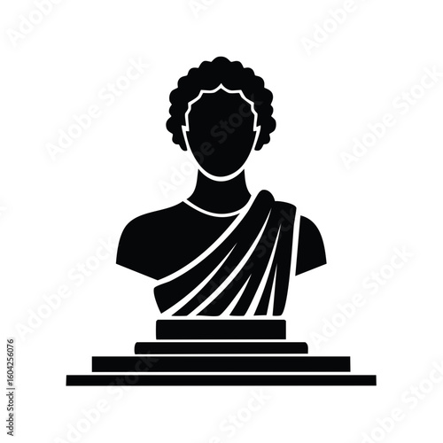 Ancient Sculpted Bust Depicting Dignified Citizen Statue on Pedestal Stand