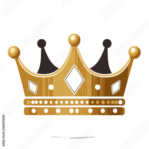 Ornate gold crown icon featuring diamonds and gems on a black background