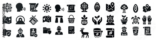 Cultural and traditional silhouette icons set – symbols, heritage, folklore
