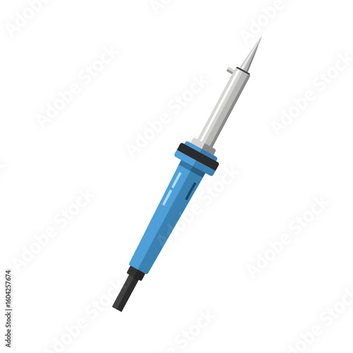 Blue Soldering Iron Close-up on White Background Tool