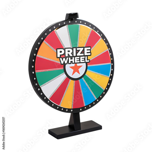Colorful Prize Wheel A Spin to Win on transparent background