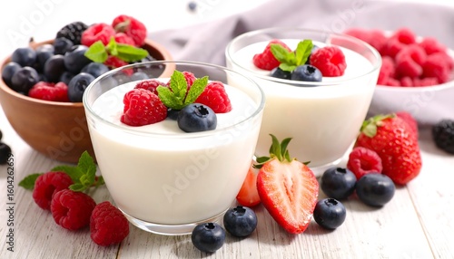 Wallpaper Mural Creamy yogurt delights layered with assorted fresh berries for a healthy indulgence Torontodigital.ca