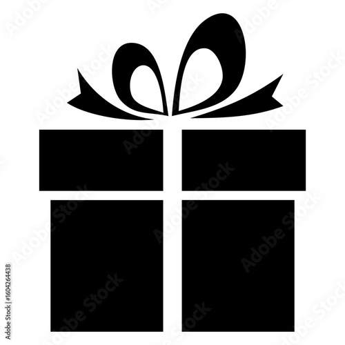 Tiempo de Navidad. Icono con silueta de caja de regalo con lazo de cinta