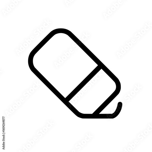 Isolated simple black line art eraser icon

