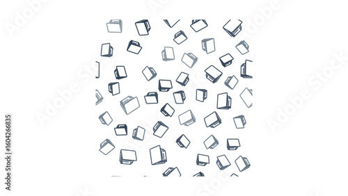 Document management concept with scattered file folders in modern office environment, seamless pattern for business use and data storage