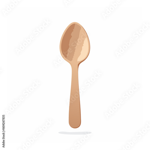 Wooden spoon isolated on white Simple kitchen utensil for cooking and eating Serving ware Eco friendly kitchenware single object