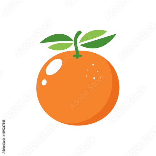 Cartoon orange illustration featuring citrus fruit with green leaves against a black background