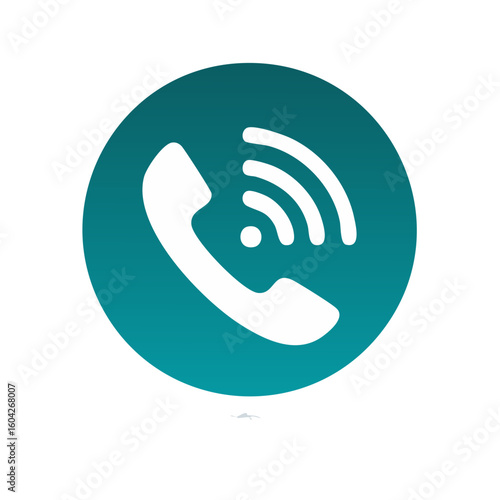 Contact communication symbol Icon in teal gradient circle Call connection support service help center telephone hotline assistance