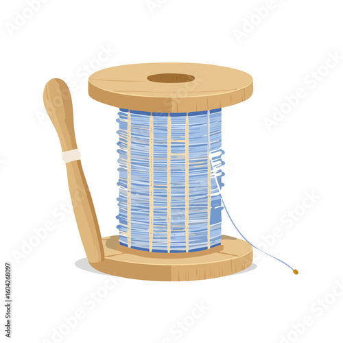 Cartoon spool of thread illustration for craft and sewing projects