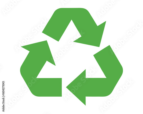 A green recycling symbol with arrows on a white background Ai Generated