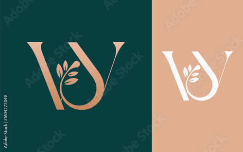 Abstract Initial letter W with natural oils logo design vector illustration