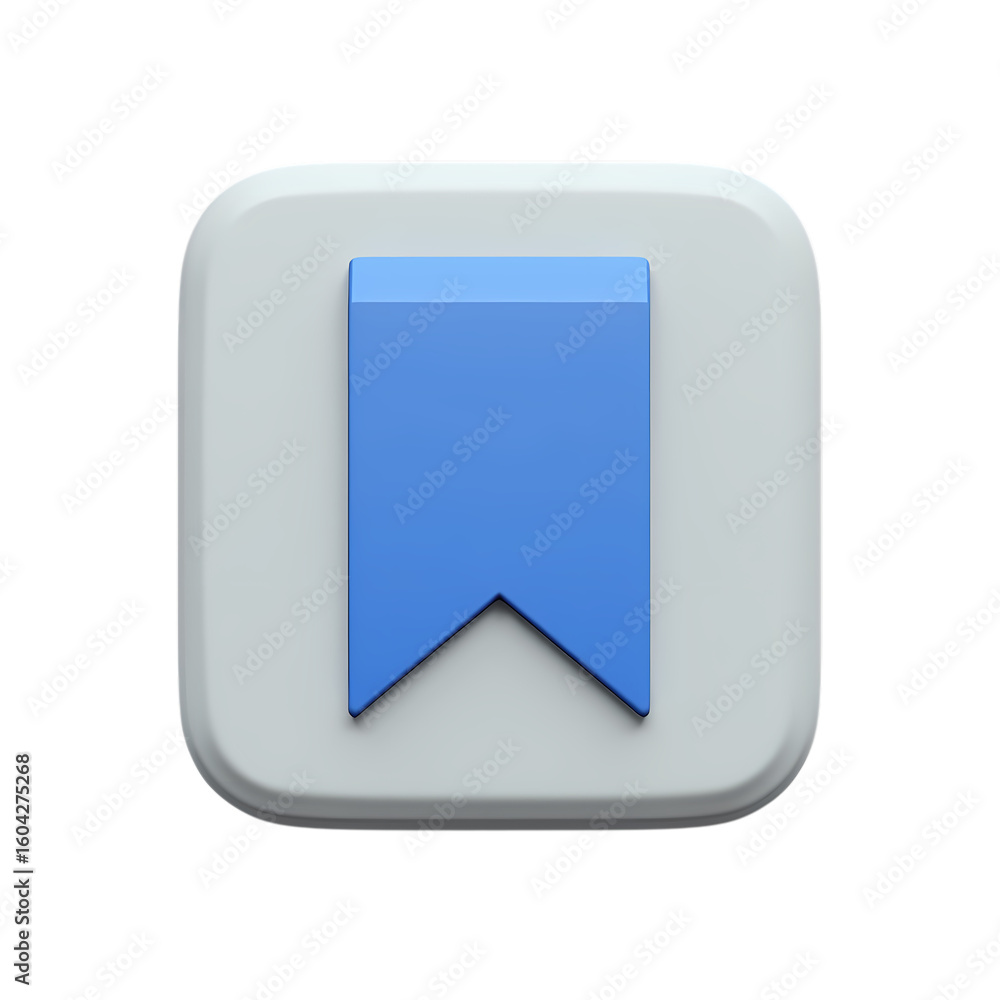 Blue bookmark icon on a gray square with rounded corners isolated on transparent background Blue bookmark icon on a gray square with rounded corners isolated on transparent background