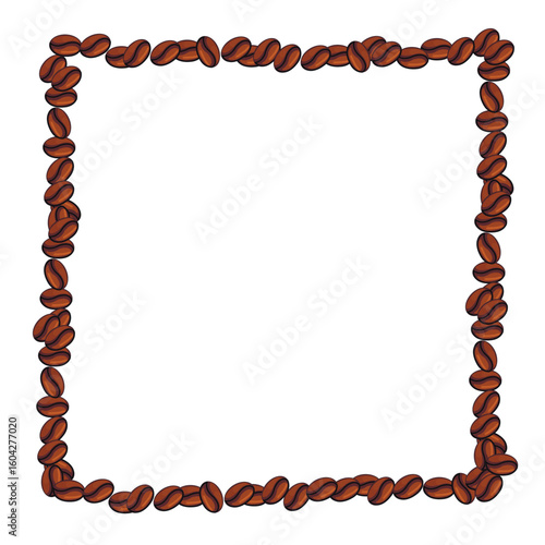 square frame with coffee beans on white background isolate