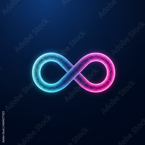 Glowing infinity symbol with blue and pink strands