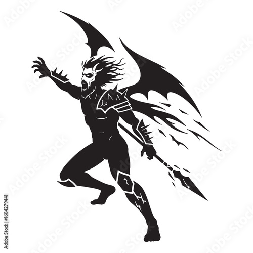 Abstract Phobos digital black silhouette, rendered perfectly for clarity and appeal – Phobos silhouette – Phobos Vector – Silhouette of Phobos – Greek god silhouette

