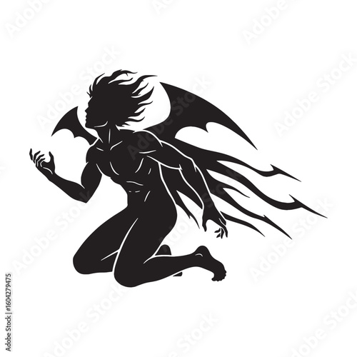 Menacing Phobos digital black visual, accurately portraying this revered deity – Phobos silhouette – Phobos Vector – Silhouette of Phobos – Greek god vector

