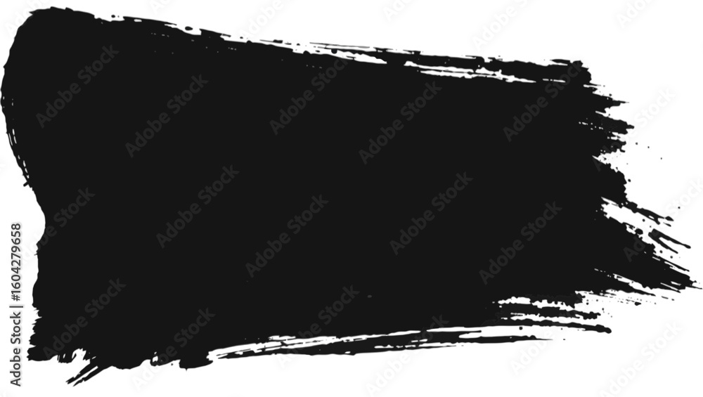 Fototapeta premium Black textured brush stroke on white background abstract art element