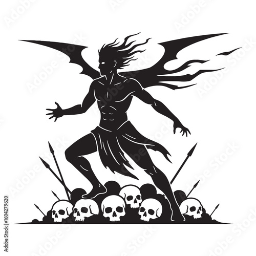 Shadowy Phobos black vector asset, a truly modern digital image for diverse uses – Phobos silhouette – Phobos Vector – Silhouette of Phobos – Greek god silhouette


