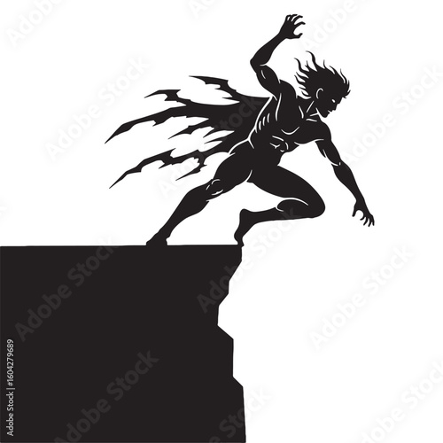 Intimidating Phobos digital black vector, representing the personification of fright's unforgettable appearance – Phobos silhouette – Phobos Vector – Silhouette of Phobos – Greek god vector

