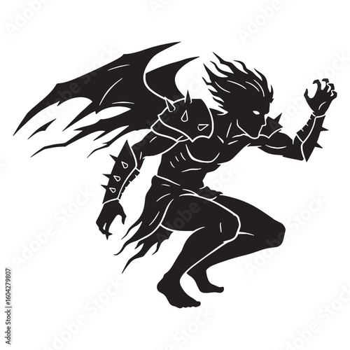 Horrifying Phobos digital black profile, presented with clean, sharp, professional edges – Phobos silhouette – Phobos Vector – Silhouette of Phobos – Greek god vector

