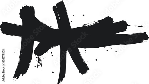 Black ink splash resembling a starburst on a white background