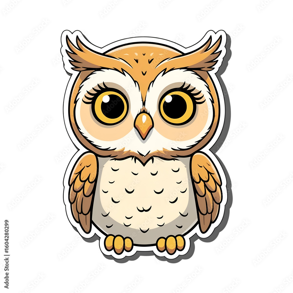 Fototapeta premium Happy Baby Owl with Big Round Eyes