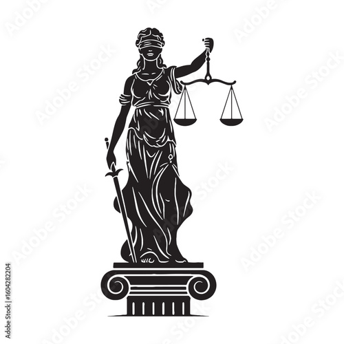 Righteous Themis digital black image, an elegant graphic for your creative projects – Themis silhouette – Themis Vector – Silhouette of Themis – Greek goddess silhouette


