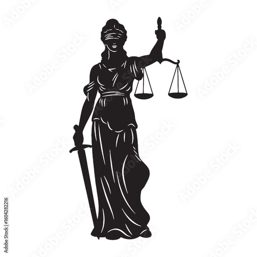 Venerated Themis digital black form, making a strong visual impact in any design – Themis silhouette – Themis Vector – Silhouette of Themis – Greek goddess silhouette

