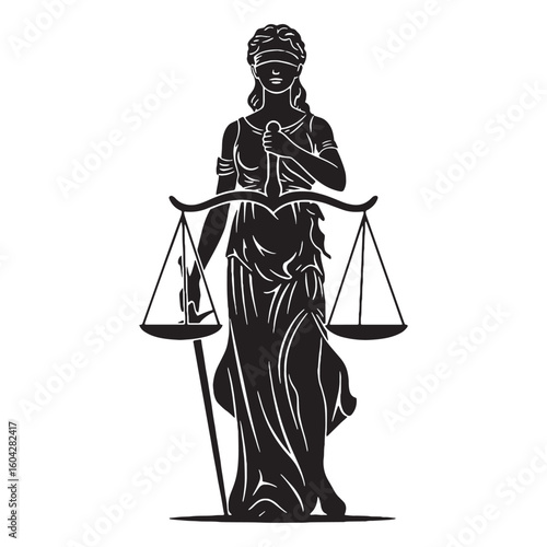 Divine Themis digital black silhouette, embodying her unique and authoritative features – Themis silhouette – Themis Vector – Silhouette of Themis – Greek goddess silhouette

