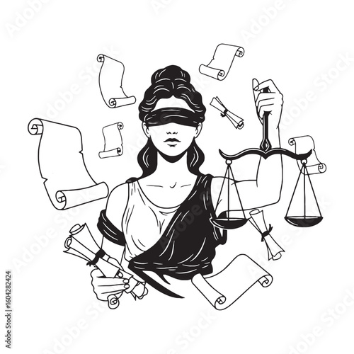 Prophetic Themis digital black profile, presented with clean, sharp, professional edges – Themis silhouette – Themis Vector – Silhouette of Themis – Greek goddess vector

