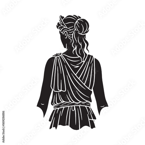 Artistic Artemis digital black profile, featuring a minimalist yet striking aesthetic – Artemis silhouette – Artemis Vector – Silhouette of Artemis – Greek goddess silhouette

