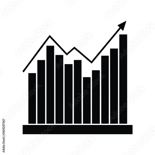 Bar chart depicting upward trend and volatility in a fluctuating market