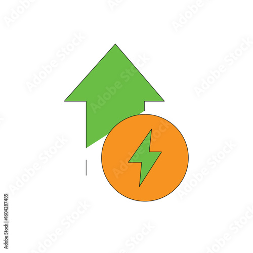 Free Download Green arrow pointing up next to orange circle with lightning bolt - GFXLoad