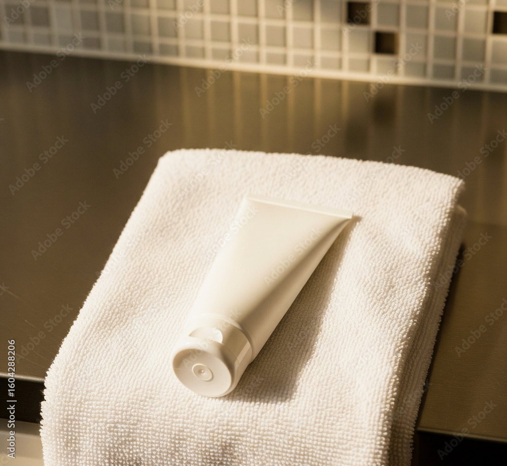Fototapeta premium Face wash bottle on a towel 
