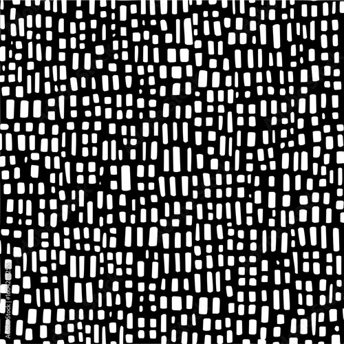 Monochrome scattered rectangles and squares pattern creating a dense and chaotic visual texture design