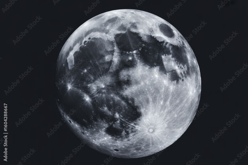 Obraz premium Detailed lunar surface with craters and maria moon