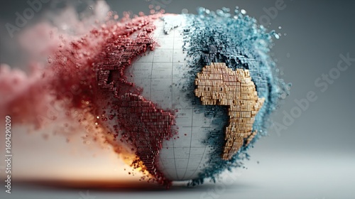 Wallpaper Mural Globe showing tariffs and sanctions trade, world commerce conflict, international economy, business dispute art Torontodigital.ca